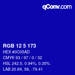 Color code: RGB 12 5 173 | qconv.com