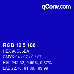 Color code: RGB 12 5 186 | qconv.com
