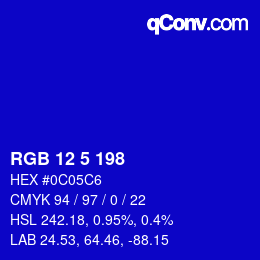 Color code: RGB 12 5 198 | qconv.com