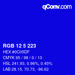 Color code: RGB 12 5 223 | qconv.com