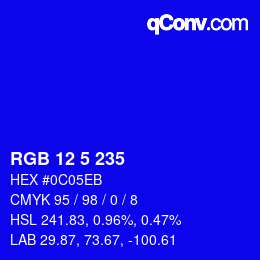 Color code: RGB 12 5 235 | qconv.com