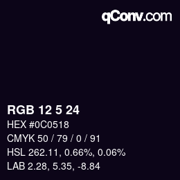カラーコード: RGB 12 5 24 | qconv.com