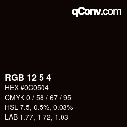 Color code: RGB 12 5 4 | qconv.com