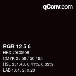 Color code: RGB 12 5 6 | qconv.com