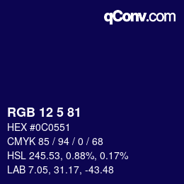 Color code: RGB 12 5 81 | qconv.com