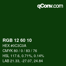 カラーコード: RGB 12 60 10 | qconv.com