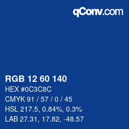 カラーコード: RGB 12 60 140 | qconv.com
