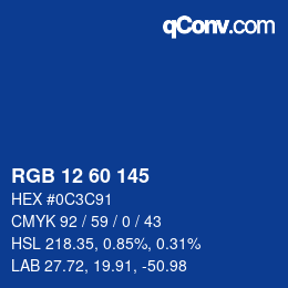 Color code: RGB 12 60 145 | qconv.com