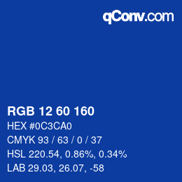カラーコード: RGB 12 60 160 | qconv.com