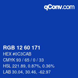 カラーコード: RGB 12 60 171 | qconv.com