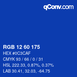 Color code: RGB 12 60 175 | qconv.com