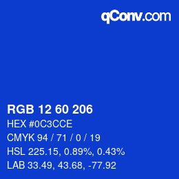 カラーコード: RGB 12 60 206 | qconv.com