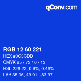 カラーコード: RGB 12 60 221 | qconv.com