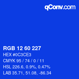 カラーコード: RGB 12 60 227 | qconv.com