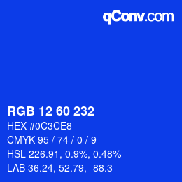 Color code: RGB 12 60 232 | qconv.com