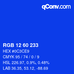 颜色代码: RGB 12 60 233 | qconv.com