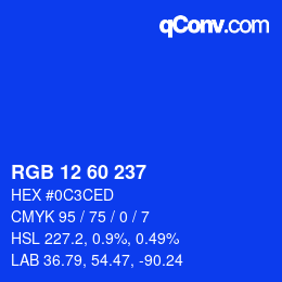 Color code: RGB 12 60 237 | qconv.com