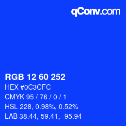 Color code: RGB 12 60 252 | qconv.com