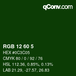 Color code: RGB 12 60 5 | qconv.com