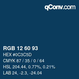 Color code: RGB 12 60 93 | qconv.com