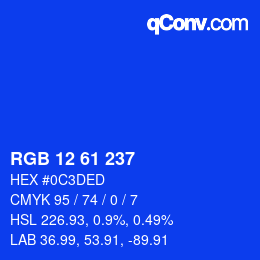 Color code: RGB 12 61 237 | qconv.com