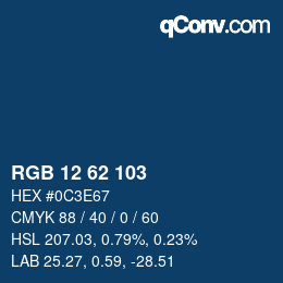 Color code: RGB 12 62 103 | qconv.com