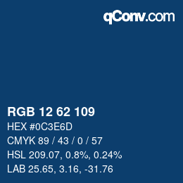 Color code: RGB 12 62 109 | qconv.com