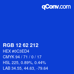 カラーコード: RGB 12 62 212 | qconv.com