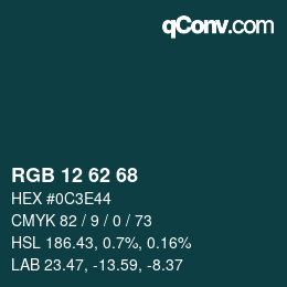 Color code: RGB 12 62 68 | qconv.com