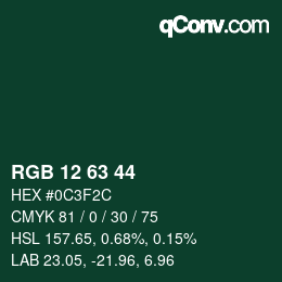 Color code: RGB 12 63 44 | qconv.com