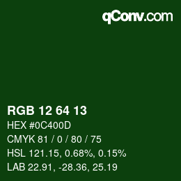 Color code: RGB 12 64 13 | qconv.com