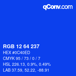 Color code: RGB 12 64 237 | qconv.com