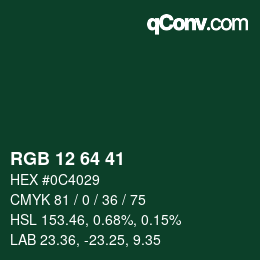 Color code: RGB 12 64 41 | qconv.com