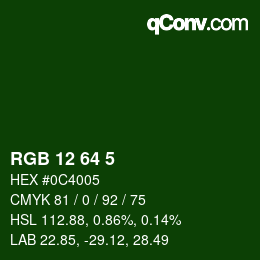 Color code: RGB 12 64 5 | qconv.com