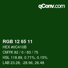 Color code: RGB 12 65 11 | qconv.com