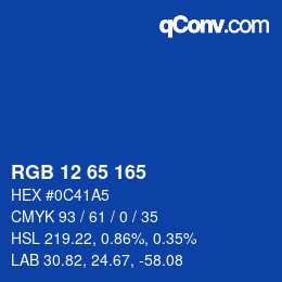 カラーコード: RGB 12 65 165 | qconv.com