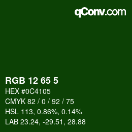 カラーコード: RGB 12 65 5 | qconv.com
