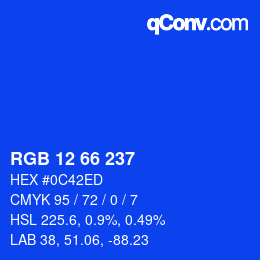 Color code: RGB 12 66 237 | qconv.com