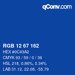 Farbcode: RGB 12 67 162 | qconv.com