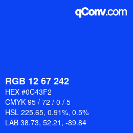 Color code: RGB 12 67 242 | qconv.com