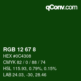 Color code: RGB 12 67 8 | qconv.com