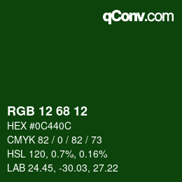 Color code: RGB 12 68 12 | qconv.com