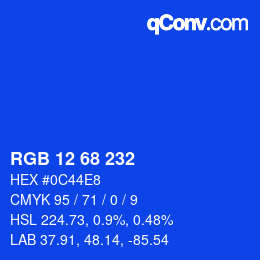 Color code: RGB 12 68 232 | qconv.com