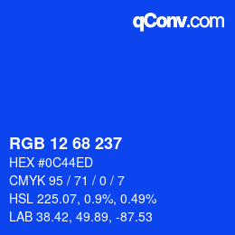 Color code: RGB 12 68 237 | qconv.com