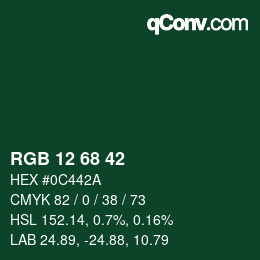 カラーコード: RGB 12 68 42 | qconv.com