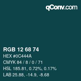 カラーコード: RGB 12 68 74 | qconv.com