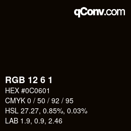 カラーコード: RGB 12 6 1 | qconv.com