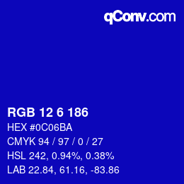 Color code: RGB 12 6 186 | qconv.com