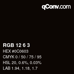 Color code: RGB 12 6 3 | qconv.com