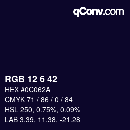 カラーコード: RGB 12 6 42 | qconv.com